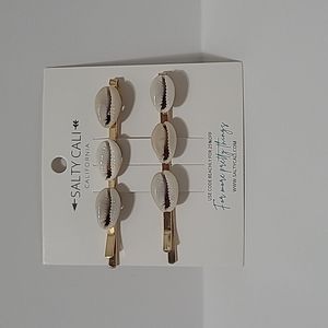 Salty Cali Triple Puka Shell Hair Pins NWT